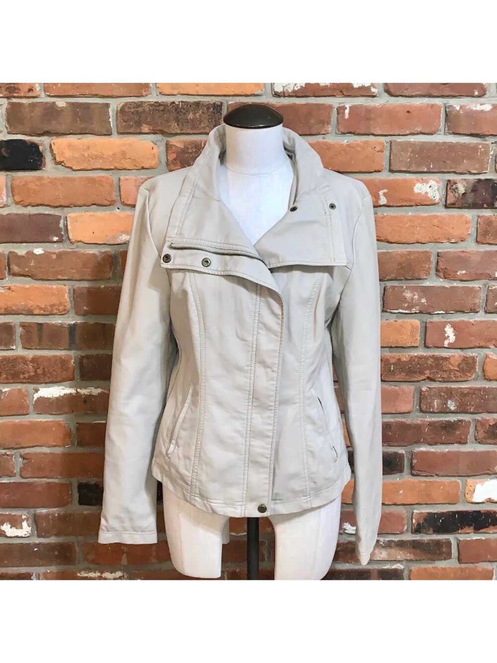 Research And Design Faux Leather Tan Moto Jacket Size Medium